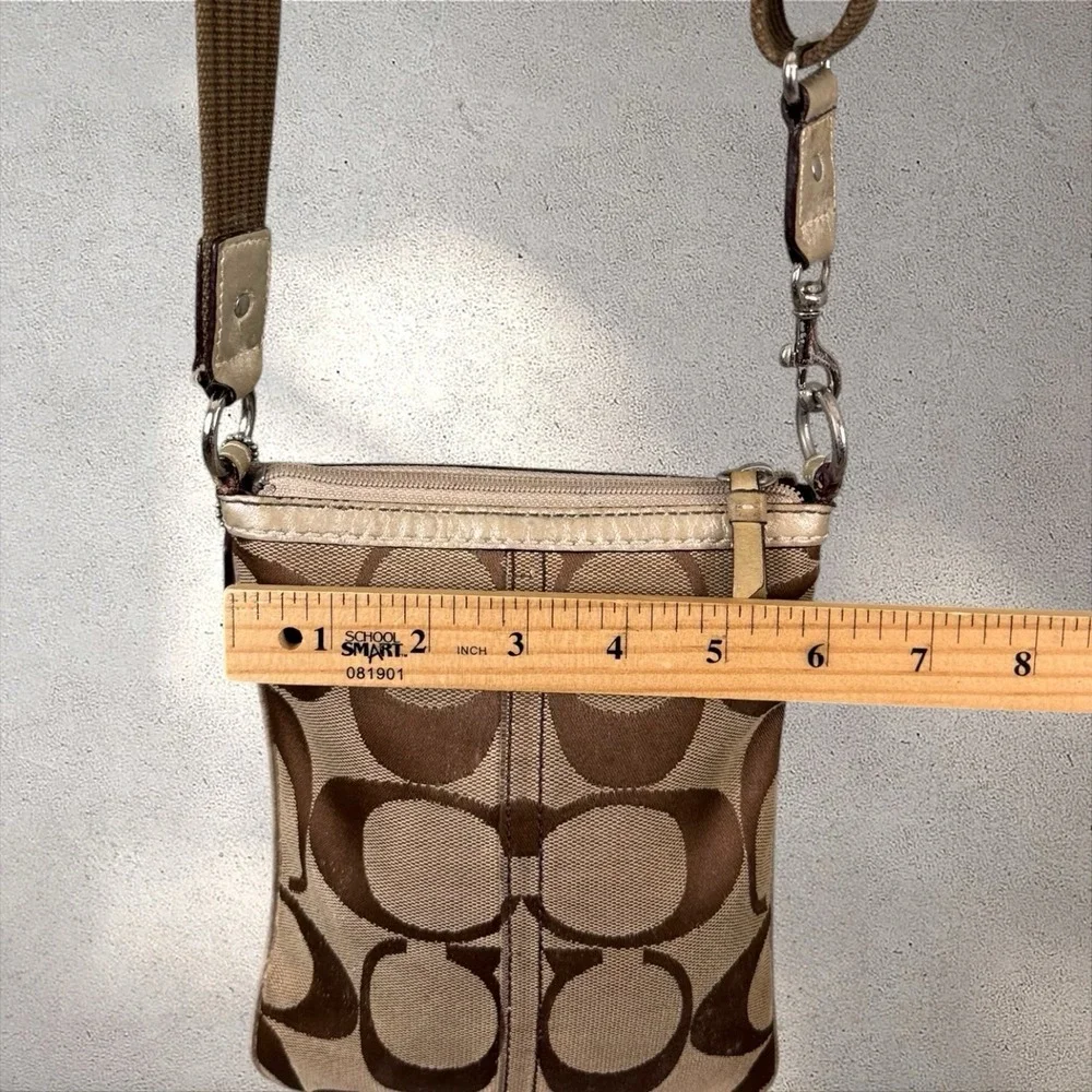 Coach Signature Jacquard Print Brown Canvas Cross-body‎ #A06Q-4680 Women's Purse